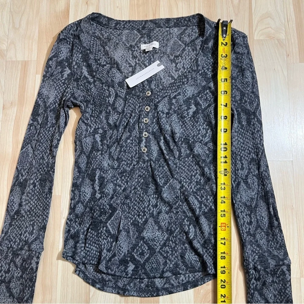 Anthropologie Andie Ribbed Tissue Henley Top by Pilcro New With Tags Womens XS
